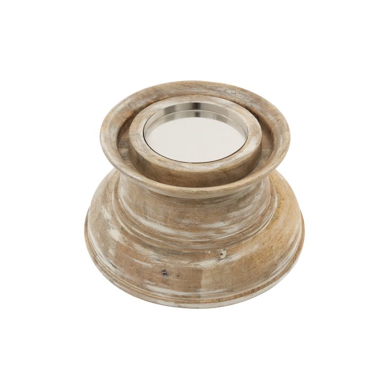 Round Glass &amp; Mango Whitewash Hurricane