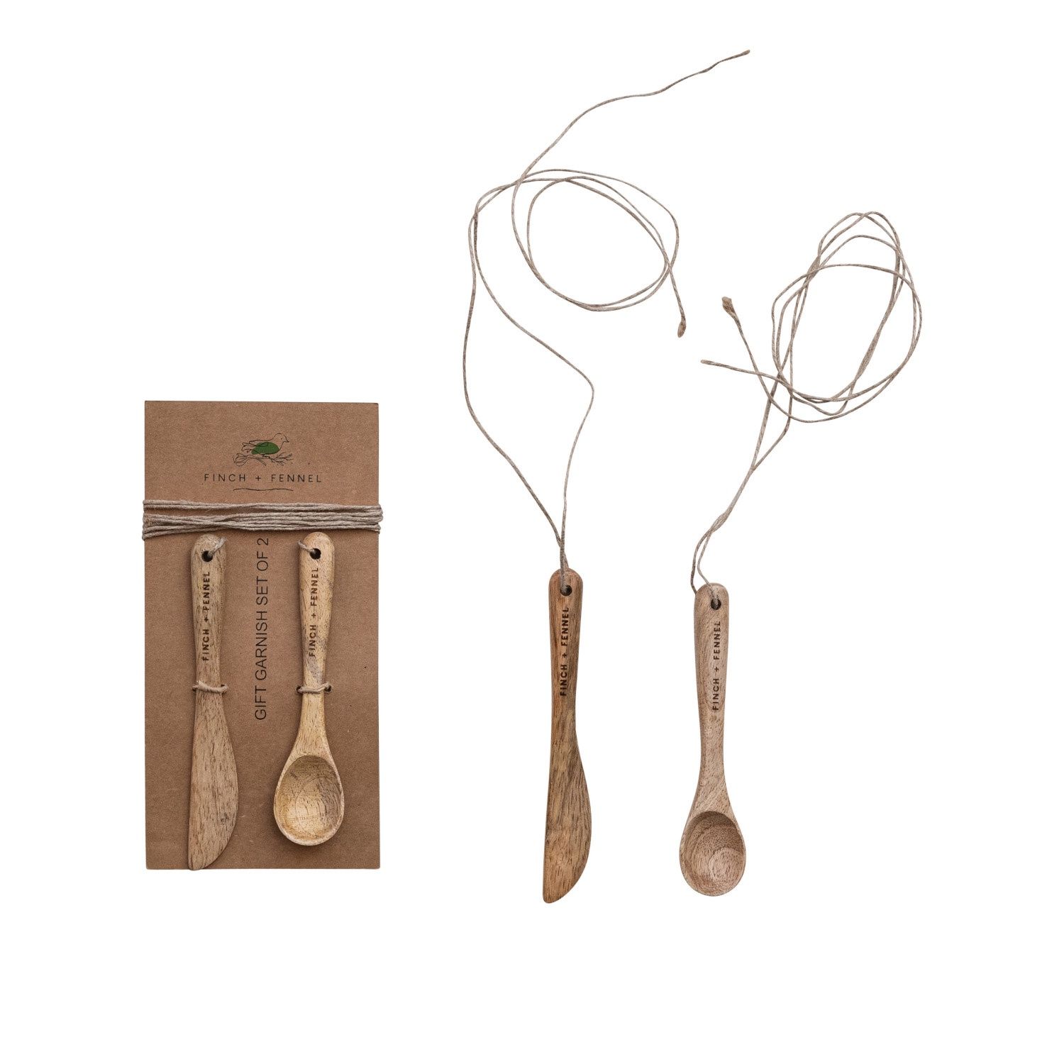 Wood Spoon and Canape Knife set