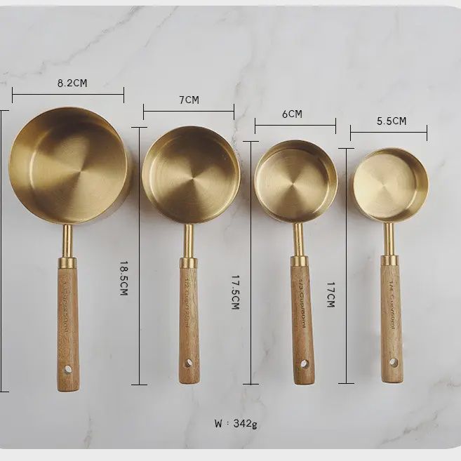 Stainless Steel Measuring Cups - Set of 4, Colour: Gold