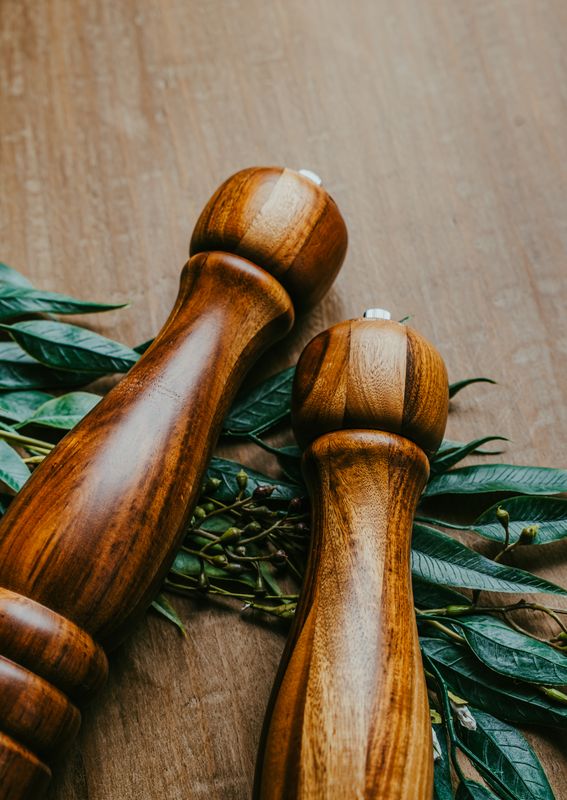 Acacia Wood Salt &amp; Pepper Mill - Set of 2