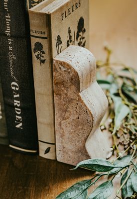 Travertine Wave Bookends - Set of 2