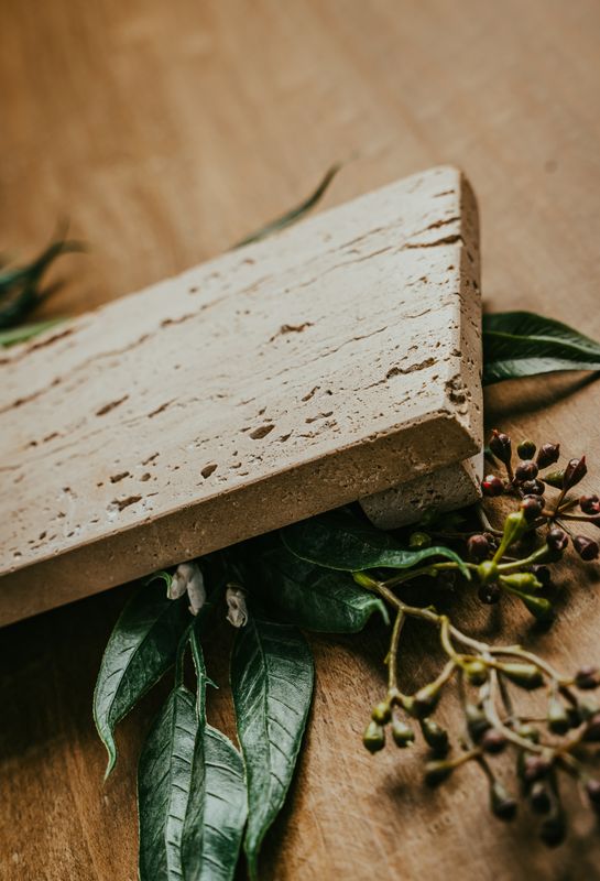 Travertine Footed Tray