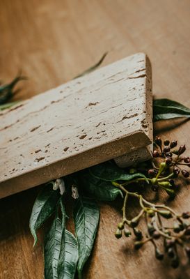 Travertine Footed Tray