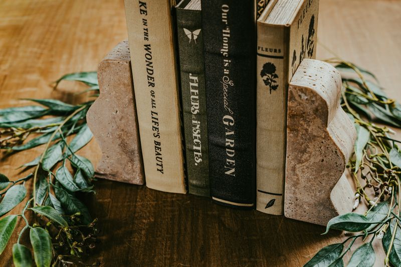 Travertine Wave Bookends - Set of 2