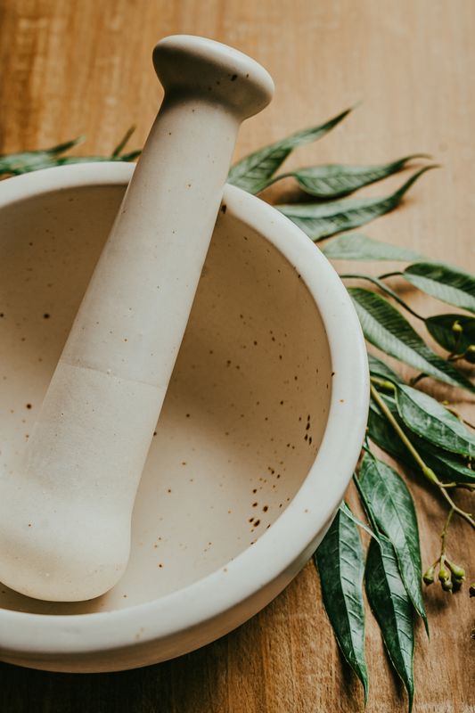 Stoneware Mortar and Pestle- White