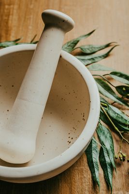 Stoneware Mortar and Pestle- White