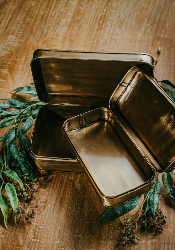 Brass Metal Boxes- Set of 2