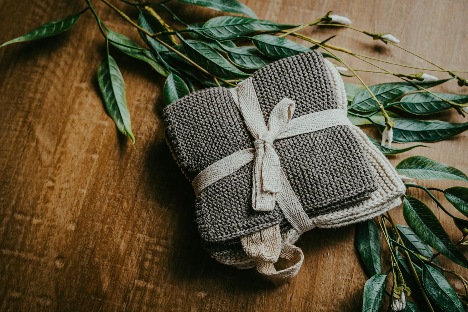 Square Cotton Knit Dish Cloths - Set of 2