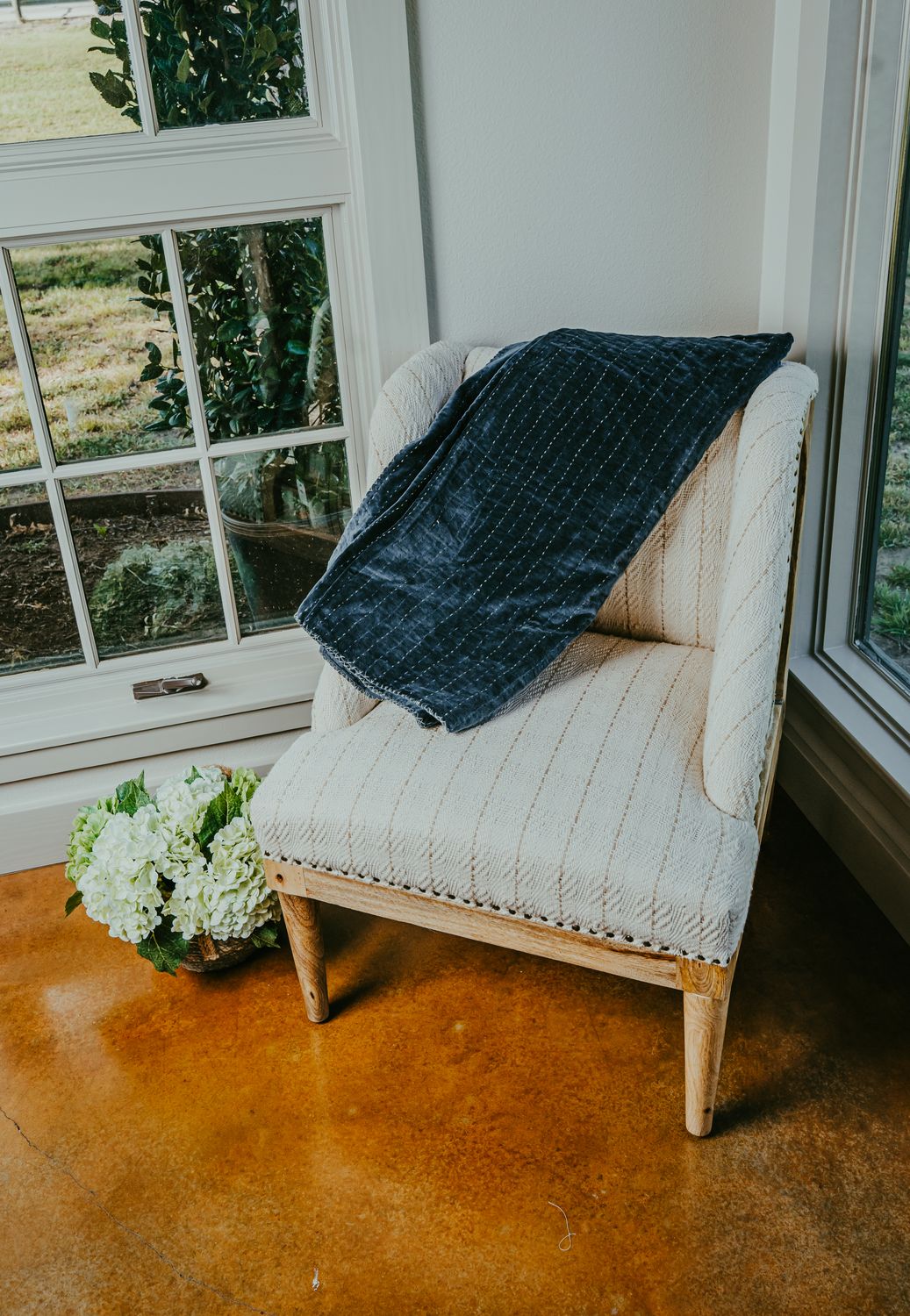 Cotton Velvet Throw w/ Kantha Stitch