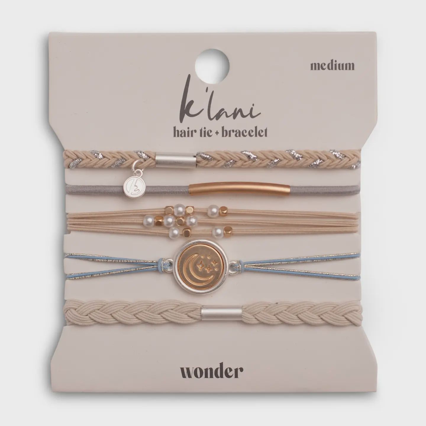 "Wonder" Moon &amp; Stars Hair Tie Bracelets, Size: Small