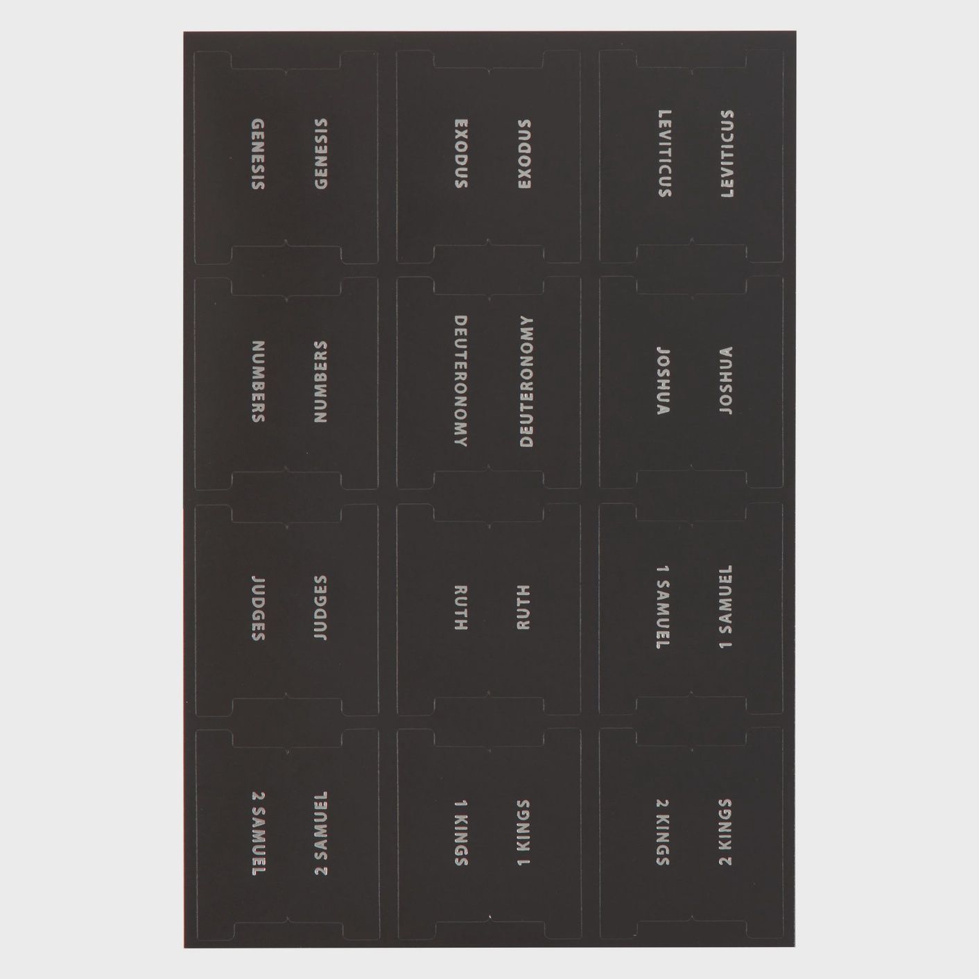 Bible Indexing Tabs Black w/ Silver Foil
