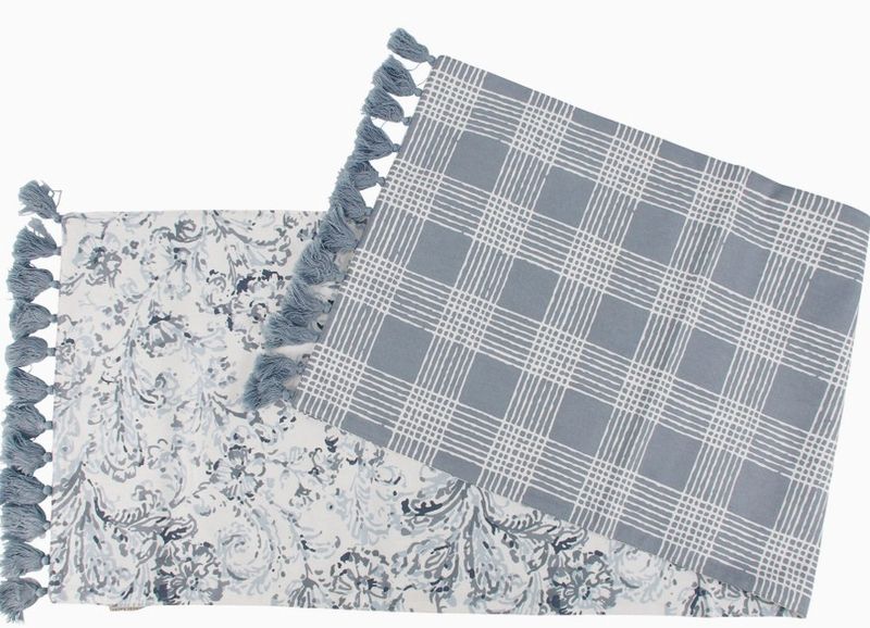Indigo Floral Table Runner