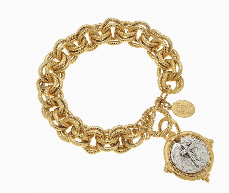 Italian Intaglio Cross Bracelet