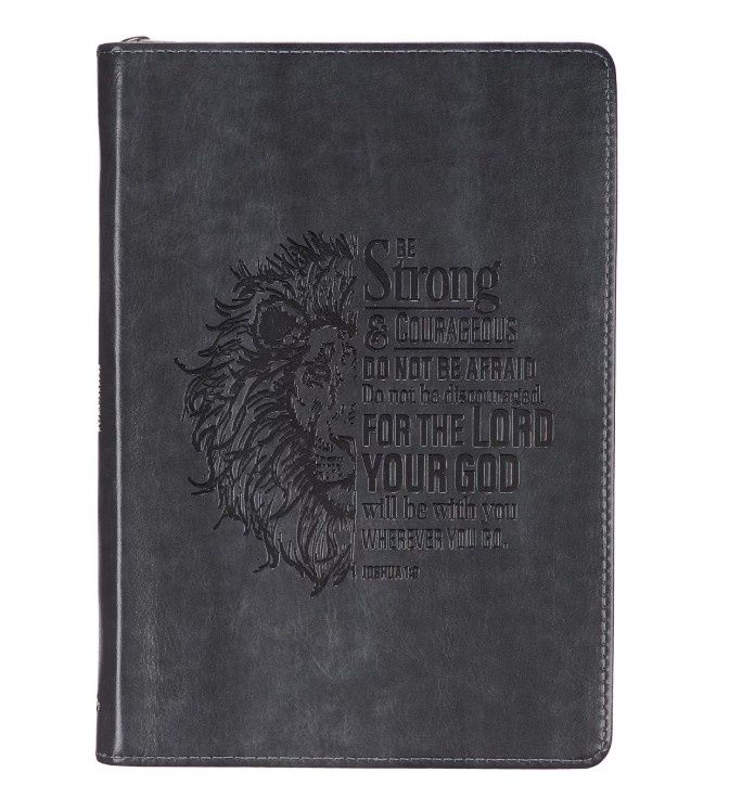 Classic Zip Journal, Colour: Gray - Be Strong Joshua