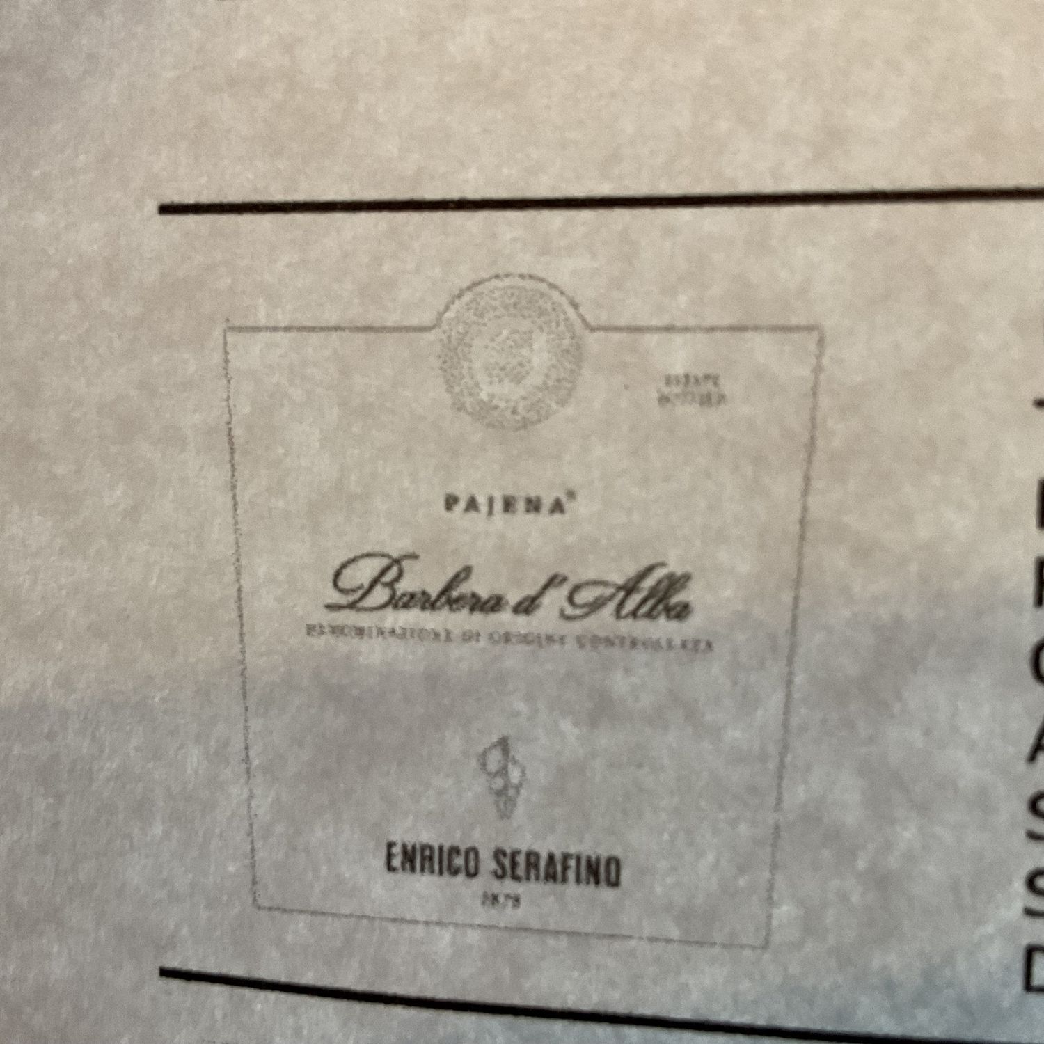 ENRICO SERAFINO BARBERA D’ ALBA 750ml