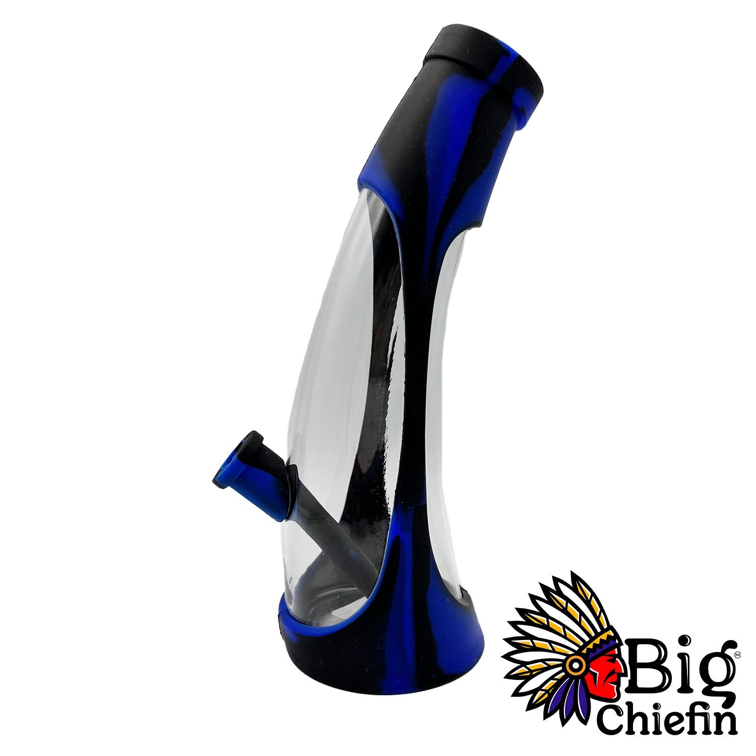 8&quot; SILICONE BENT NECK w/ GLASS INLINE PERC CHAMBER