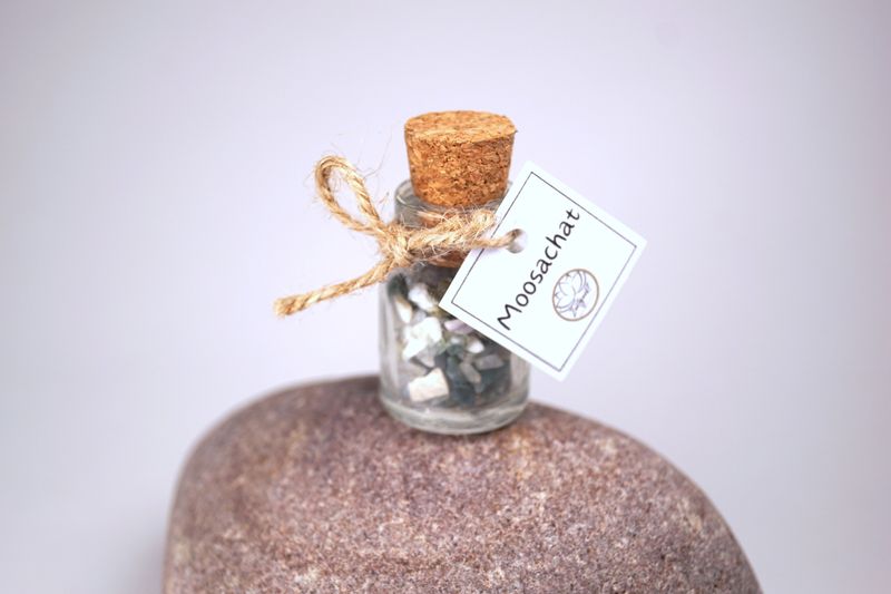 Moosachat- Edelsteinfläschchen - AA-Quallität