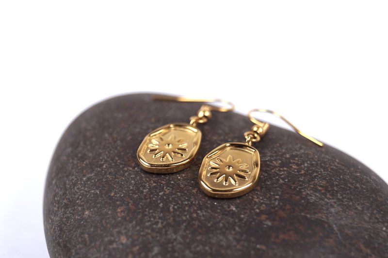 HANDMADE Ohrringe -Sonne- Gold Edelstahl