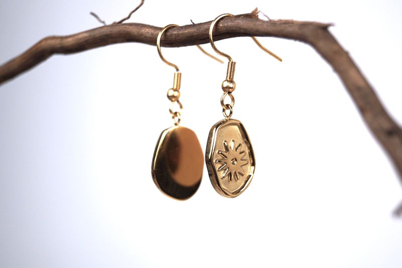 HANDMADE Ohrringe -Sonne- Gold Edelstahl