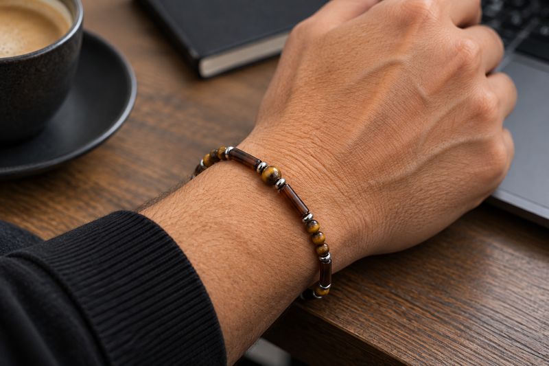 PREMIUM COLLECTION Armband Tigerauge & brauner Onyx | Selbstvertrauen & Stabilität