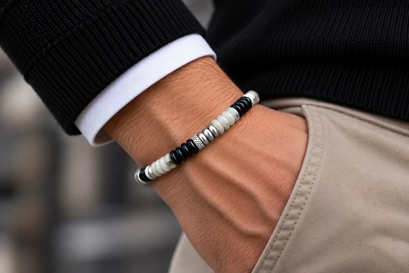PREMIUM COLLECTION Armband Labradorit & Onyx | Bewusstsein & Erdung