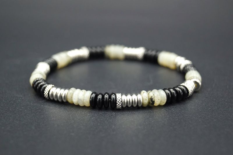 PREMIUM COLLECTION Armband Labradorit & Onyx | Bewusstsein & Erdung