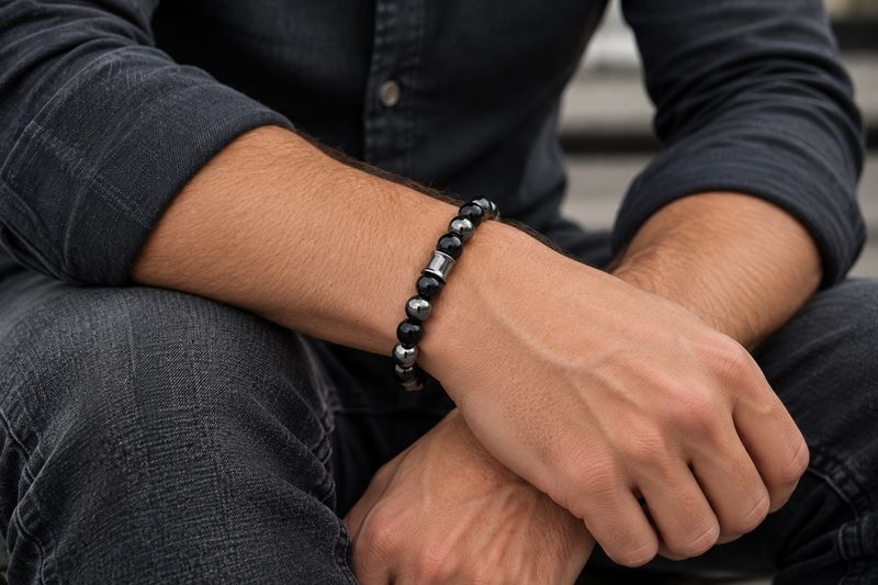 PREMIUM COLLECTION Armband Onyx & Hämatit | Schutz & Erdung