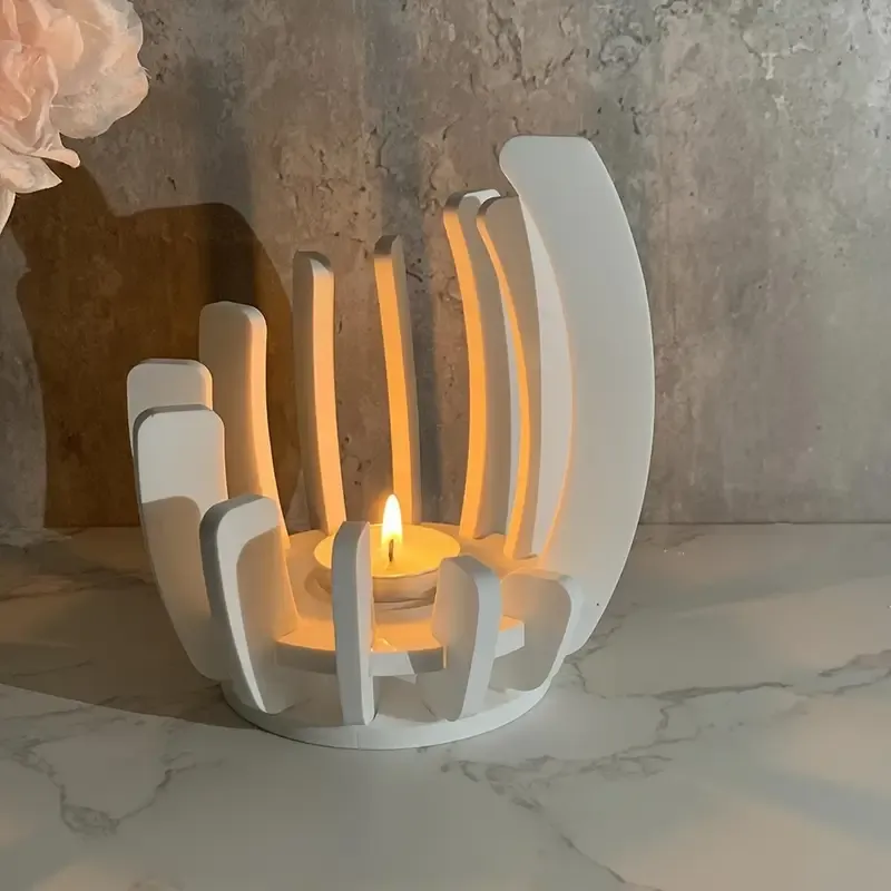 Spiral tealight candle holder - Purple marble effect