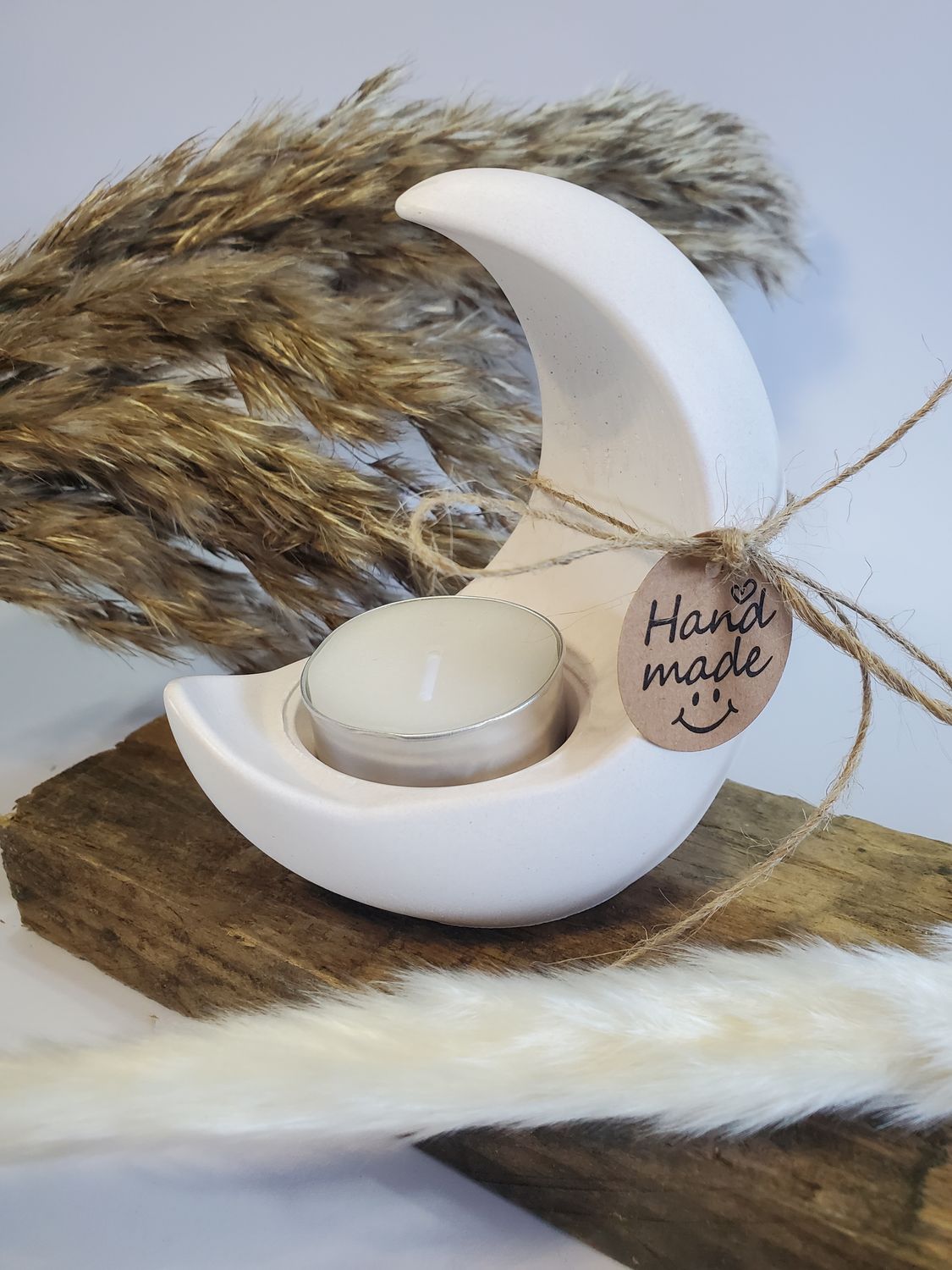 Moon Shape tealight candle holder - Pale Pink