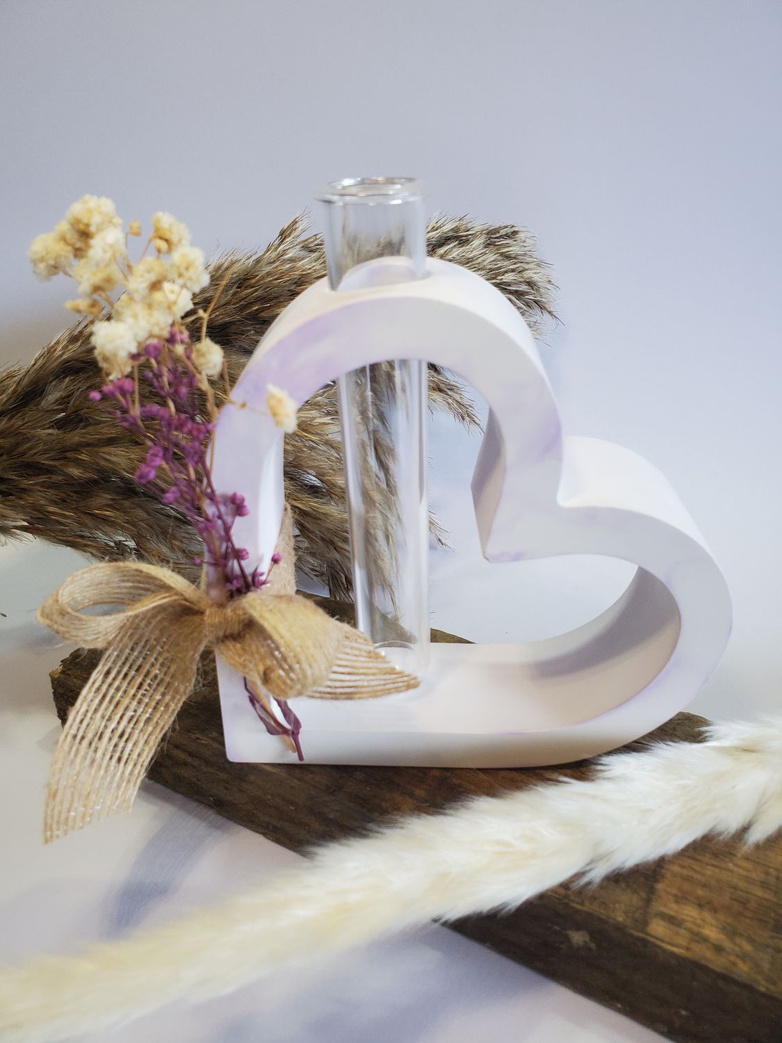 Heart vase - Purple marble effect