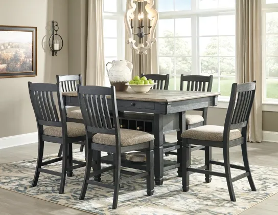 Tyler Creek RECT Dining Room Counter Table & 6 Upholstered Barstool