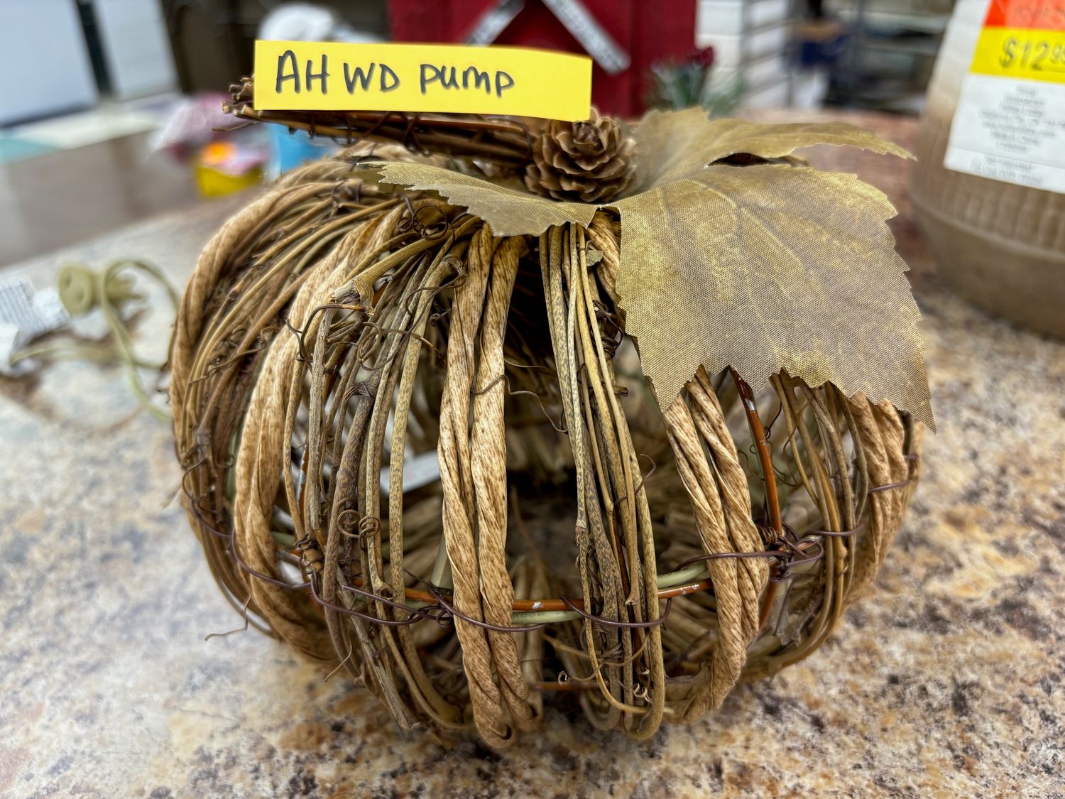 LIGHTED WOOD PUMPKIN