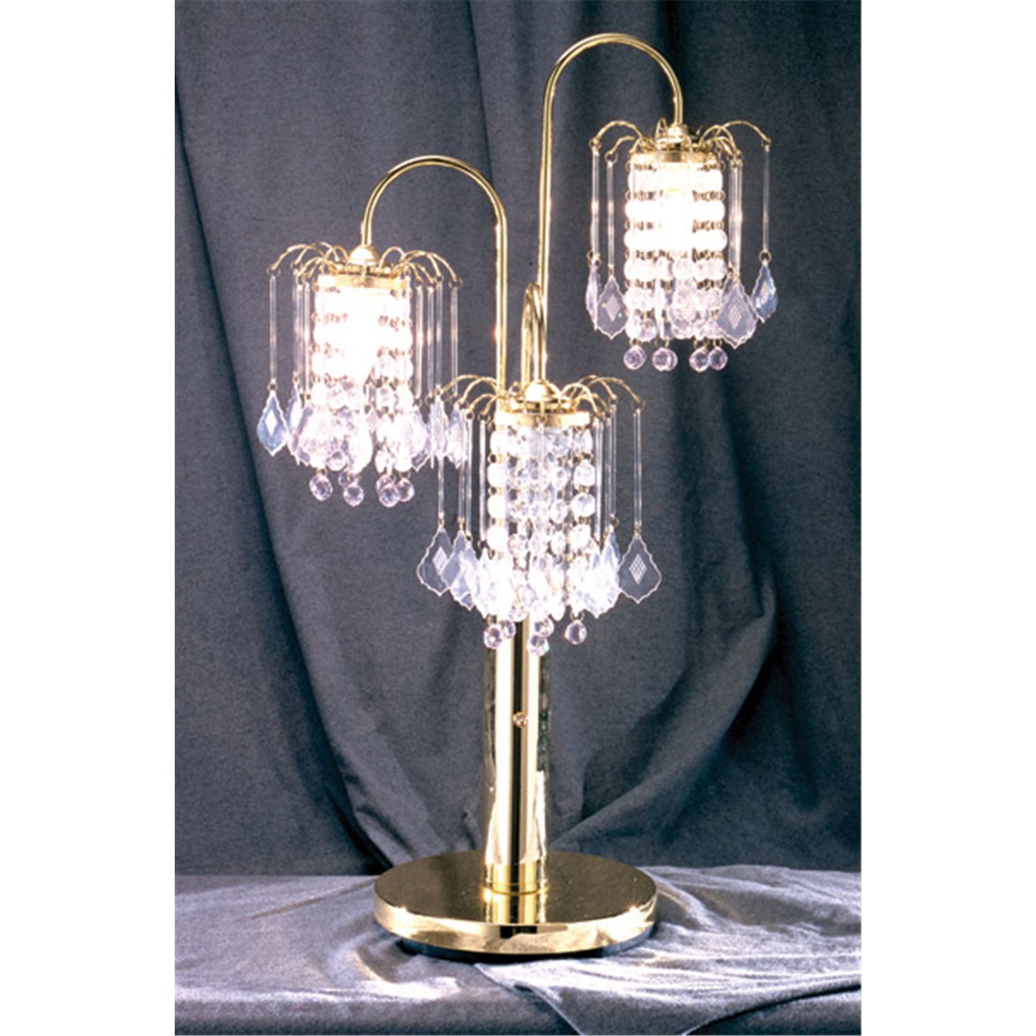 Brass Spider Table Lamp with Crystal