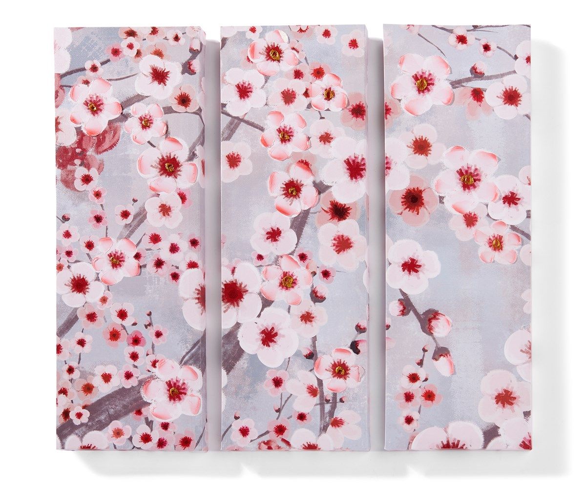S/3 CHERRY BLOSSOMS ON CANVAS