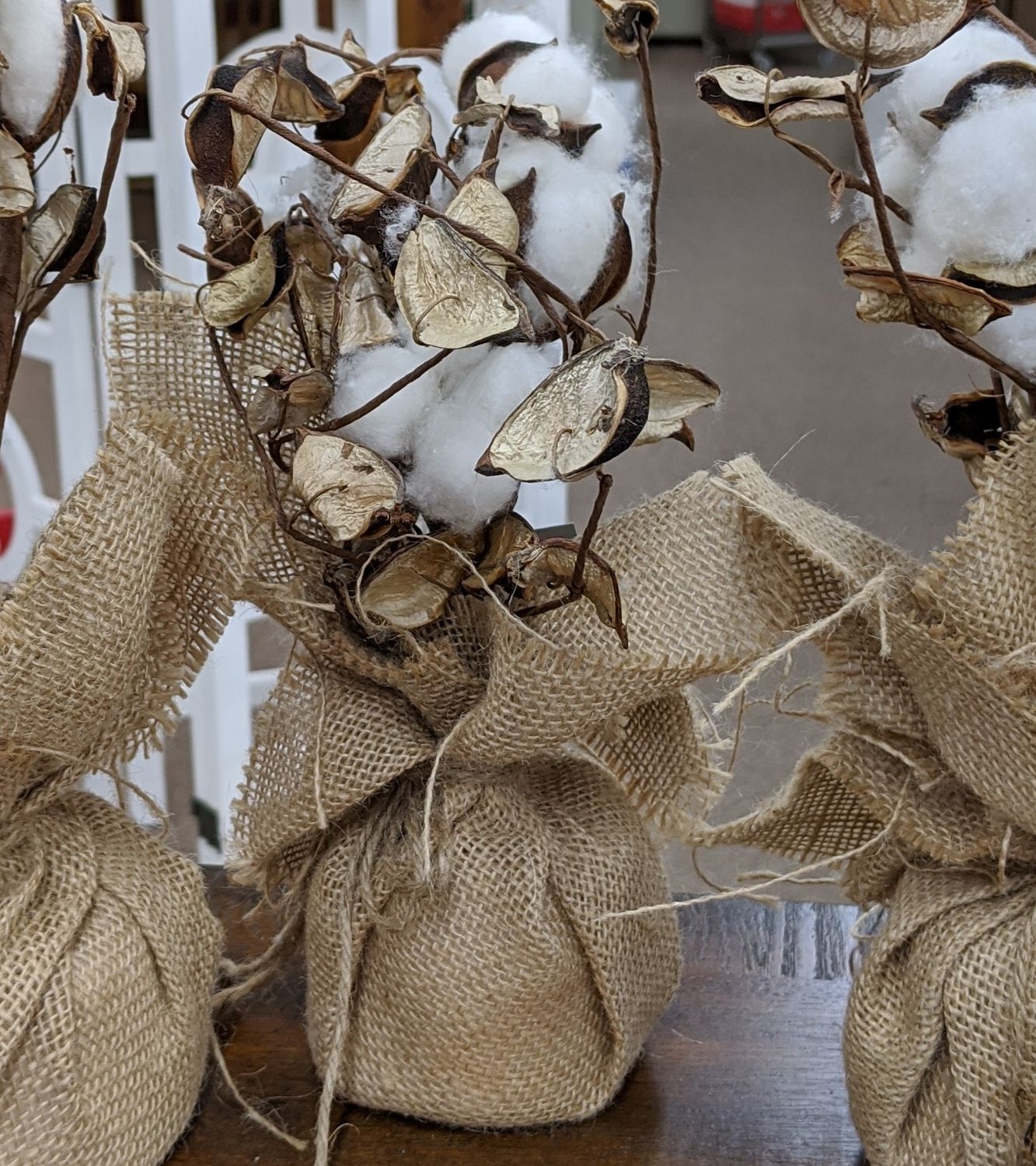 12" NATURAL COTTON TABLE DECOR