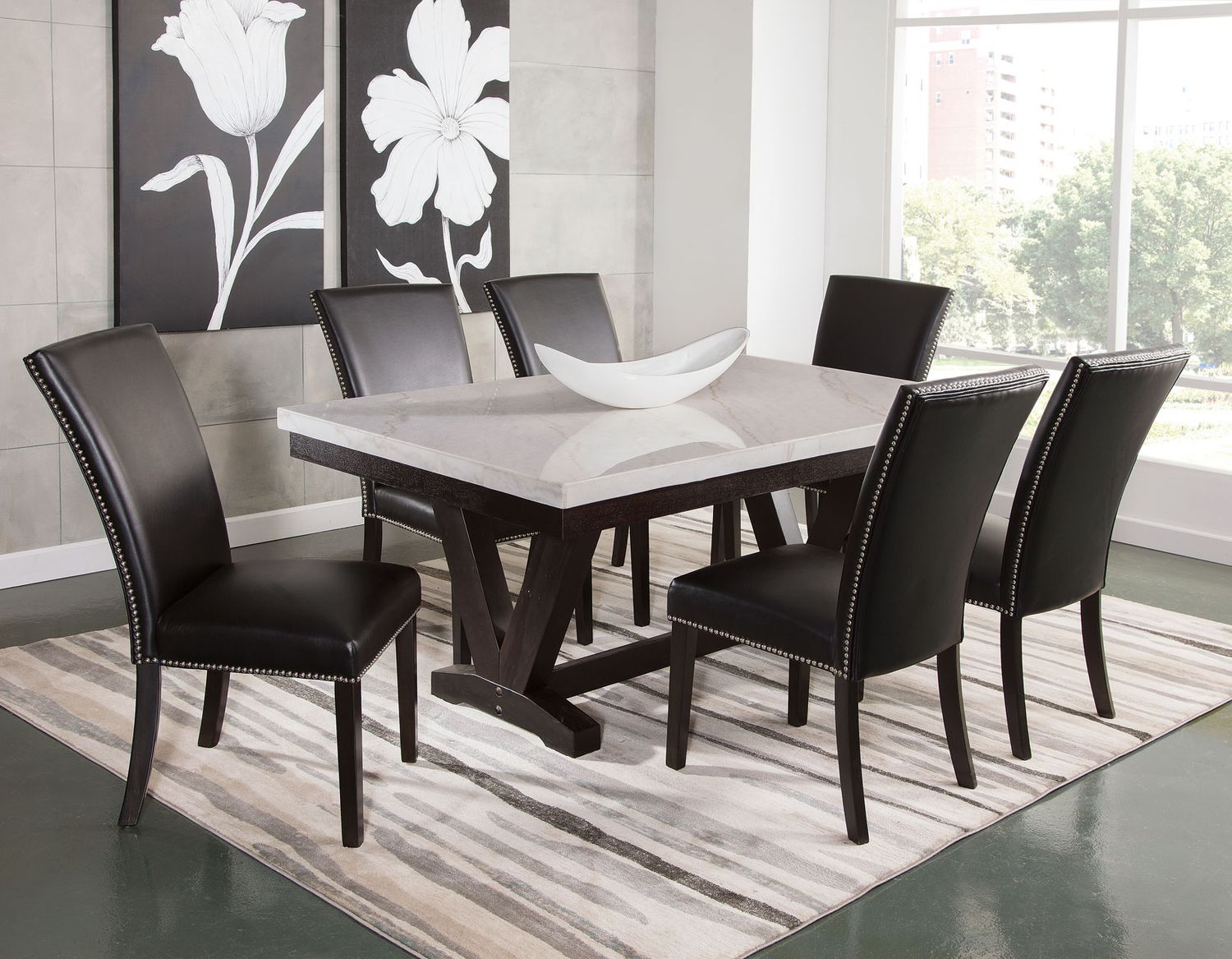 Finley 7 Piece Marble Top Dining