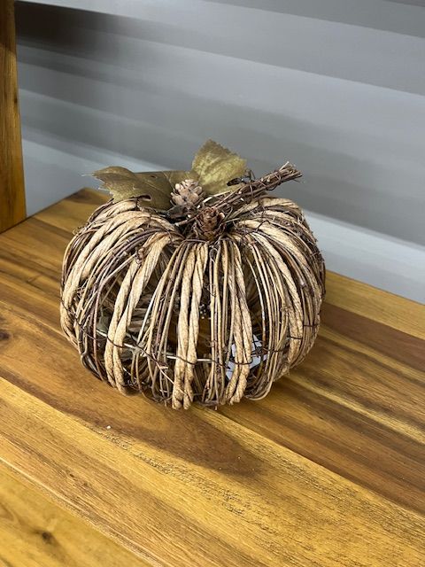 LIGHTED WOOD PUMPKIN