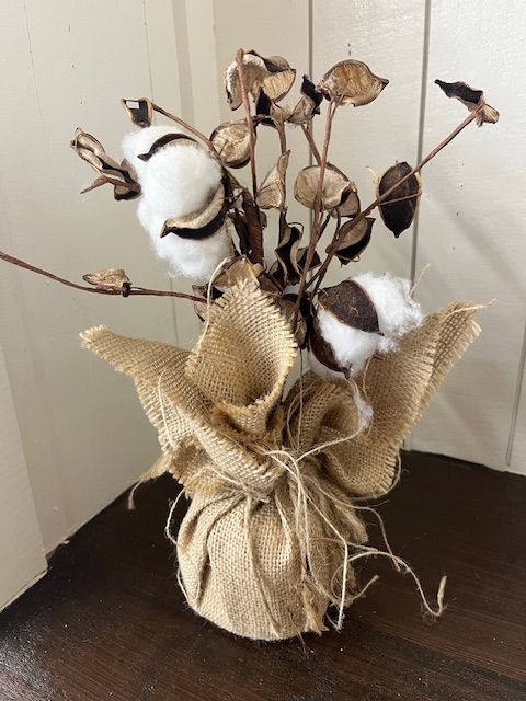 12" NATURAL COTTON TABLE DECOR