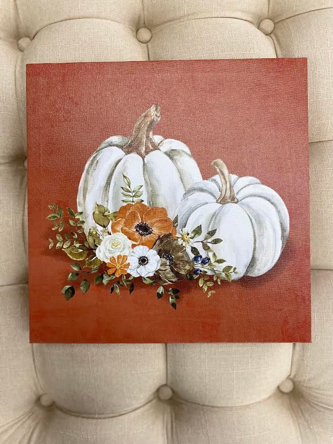 WHITE PUMPKINS ON ORANGE