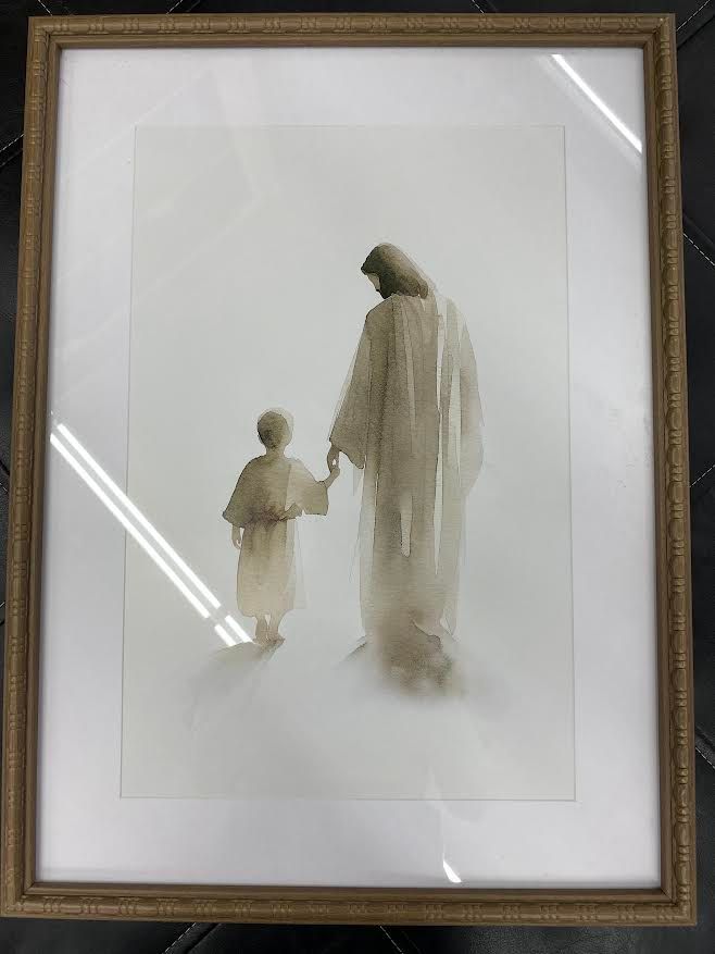 Jesus walking with child
