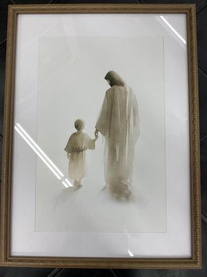 Jesus walking with child