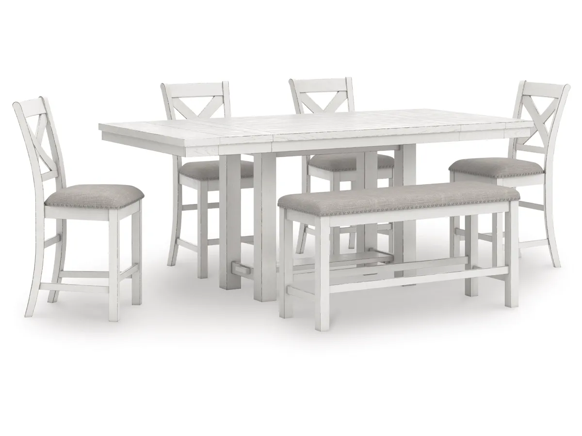 Robbinsdale RECT DRM Counter Table Top/Base/4 chairs & bench