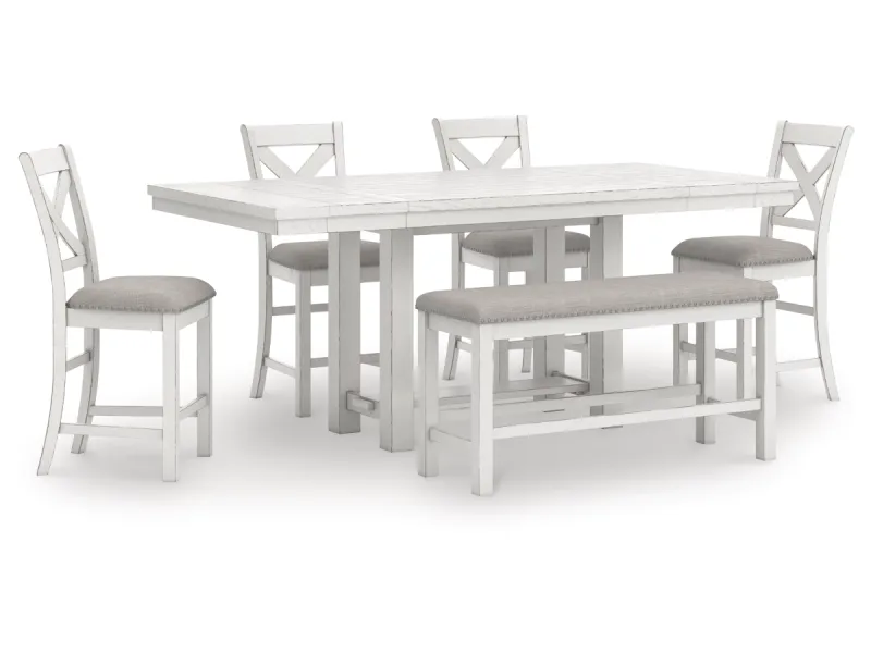 Robbinsdale RECT DRM Counter Table Top/Base/4 chairs & bench