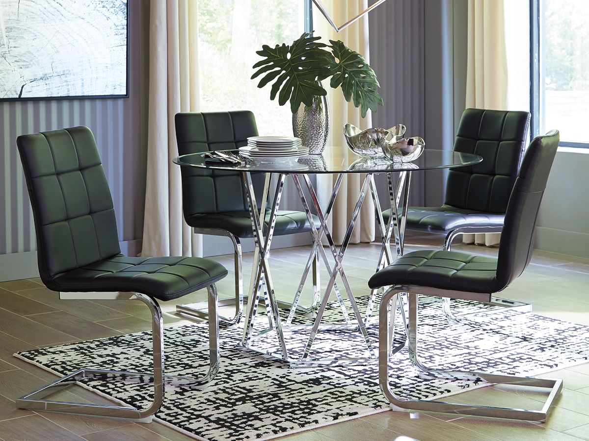 Madanere Round Dining Room Table/Dining UPH Side CHAIRS