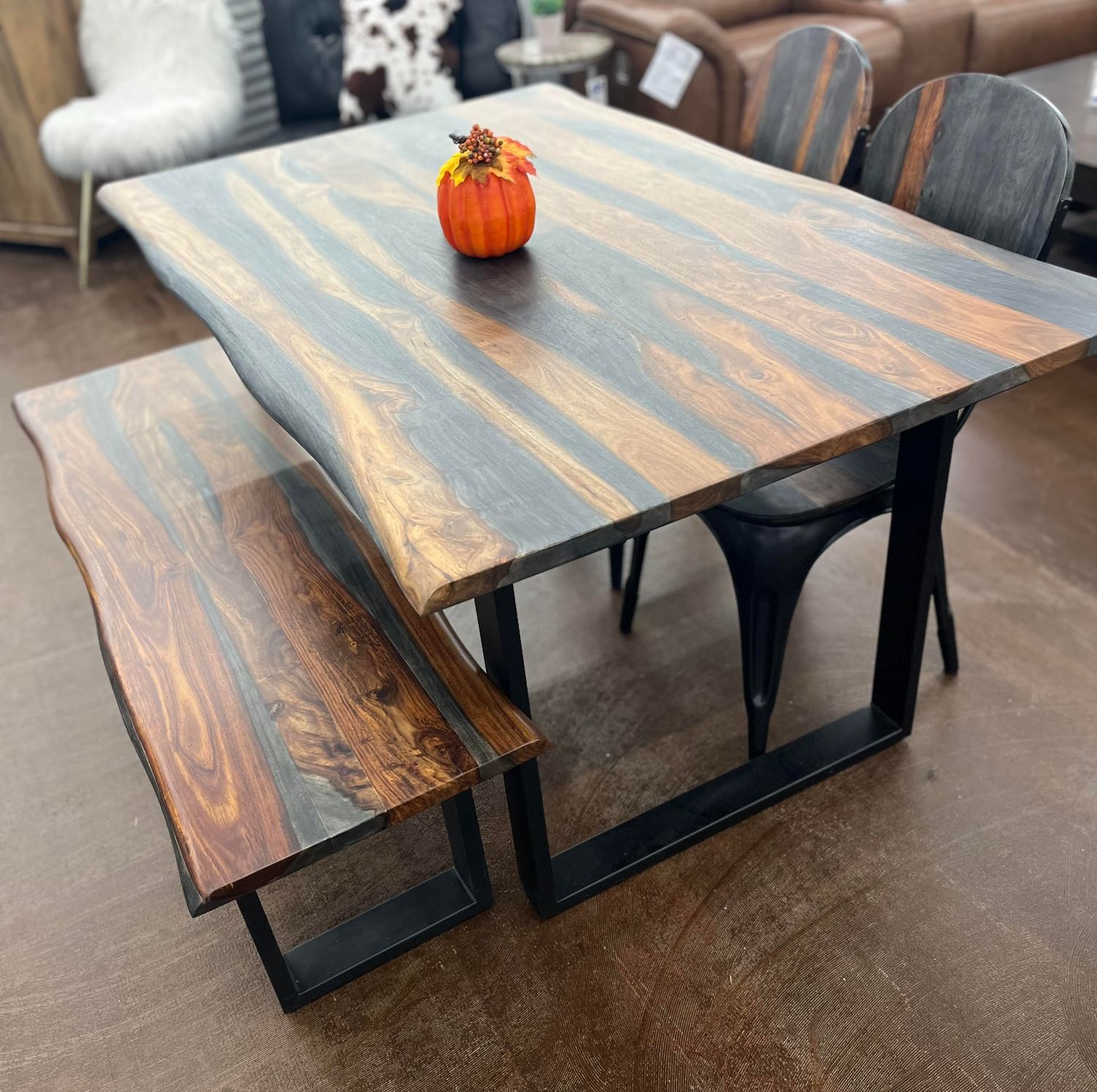 TABLE/BENCH & 3 CHAIRS - AS IS