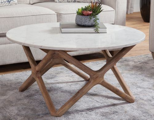 Wyman Banswara 36″ Round White Marble Top Cocktail Table WY200WRC