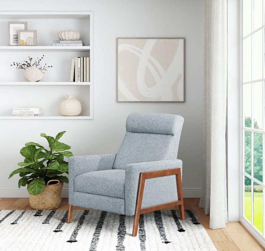 Adele Grey Linen Push Back Recliner