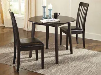 Hammis Round Drop Leaf Extended Dining Room Table W/ 2 Chairs