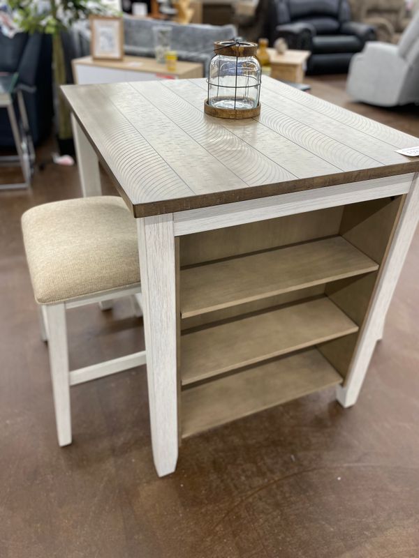Skempton counter height table with  barstools