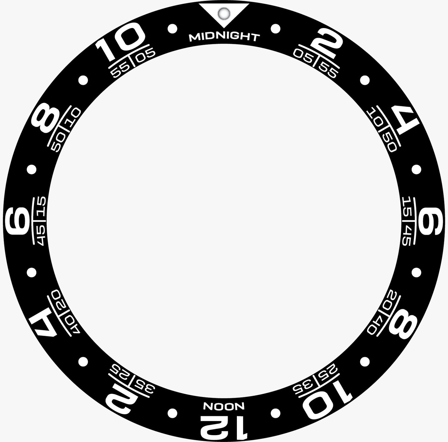 GMT "Double 12" Sloped Ceramic Bezel Insert for 38mm Watches (38mm OD / 30.5mm ID)